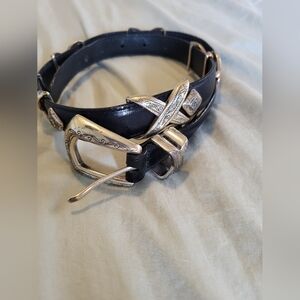 Brighton Black Leather Belt Criss Cross
